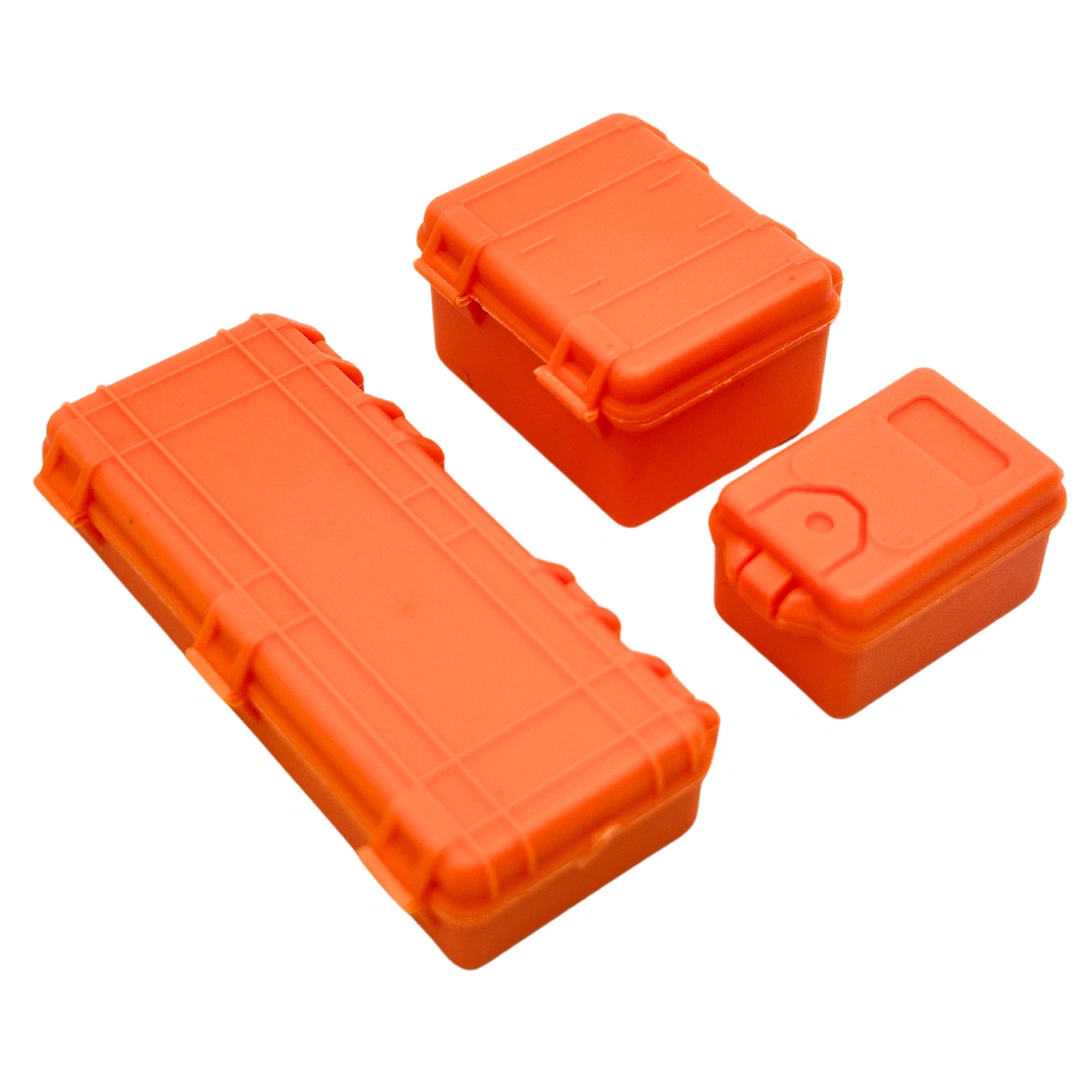 Orange Tool Boxes for Your Scale RC Rig Awesome 3-Piece Set Functional Lids!